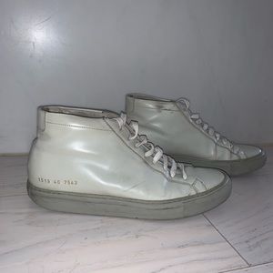 Light gray common project high tops